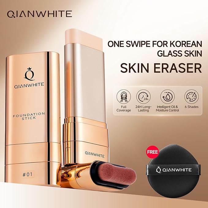 Foundation Stick Waterproof Makeup, Natural Nude Full Coverage Korean Makeup Skin Tint With Brush for All Skin (LIGHT SAND,0.7 Oz)