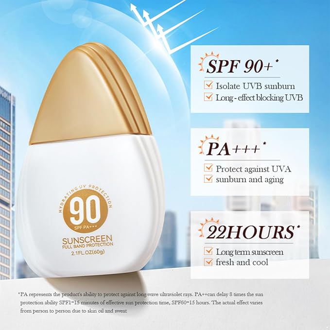TiaoBug 60g Lightweight Sunscreen for Women Girls UV Protection Face Cream Non Greasy Sunblock Moisturizing Smooth Texture Daily Use Gold One Size