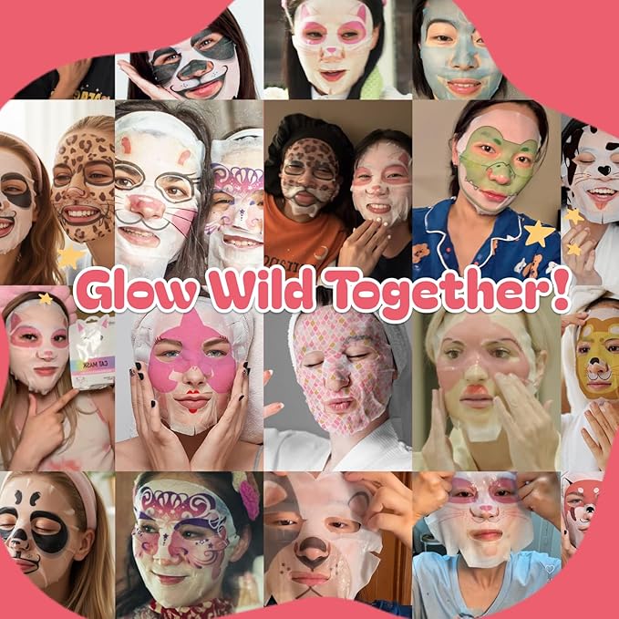 Epielle Character Face Mask Rabbit 6 Pack, Fun & Effective Korean Skin Care, Spa Party Favors, Easter Basket Stuffers, Birthday Gifts for Women, Self Care Gifts