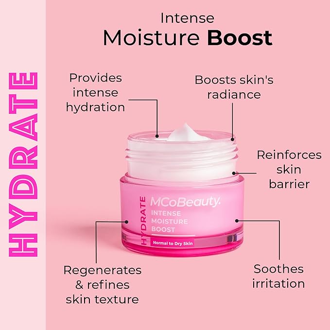 MCoBeauty - Hydrate Intense Moisture Boost - Rich Cream with Panthenol and Barrier Support - Daily Hydrating Moisturiser for Dehydrated Skin - Moisturizer Face Cream