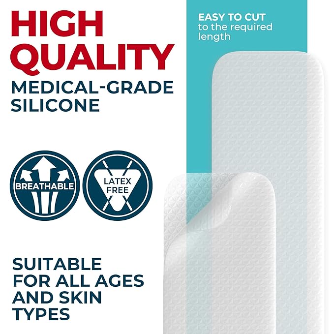 Medical Grade Silicone Scar Sheets - Transparent - 6pk (5.7”x1.6”) - Visible Difference on Surgical & Keloid Scars - Reusable C-Section Scar Silicone Strips - Easy to Use Strips