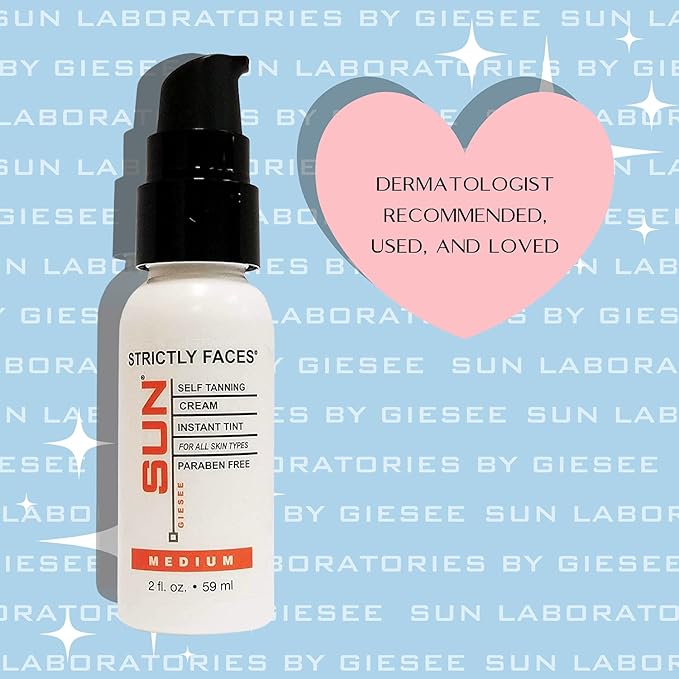 Sun Laboratories By Giesee Face Self Tanner Dark - Self Tanning Lotion for Gradual, Sunless Tan - Premium Facial Tanner Drops & Mist - Tanning Lotion for Face