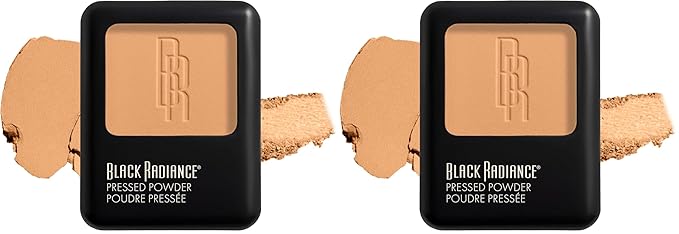 Black Radiance Pressed Powder, Pigment-Rich Matte Finish for Light Skin Tones, Oil-Absorbing Compact with Mirror & Sponge - Biscotti (Pack of 2)