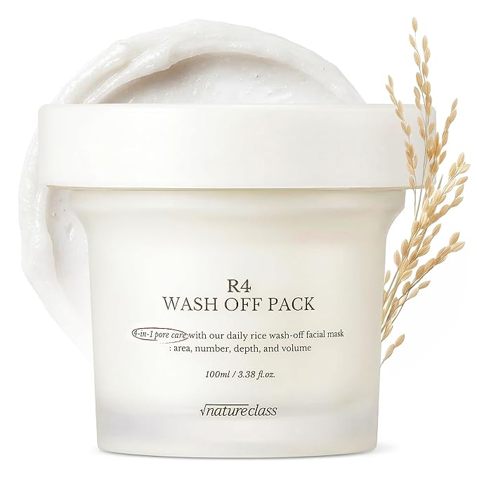 R4 Rice Wash Off Facial Mask – 4-in-1 Korean Skin Care, Pore Refining, Gentle Exfoliating, Hydrating, Smooth Texture, Rice Ferment & Enzyme, Soft Cream Wash-Off, 3.38 fl oz