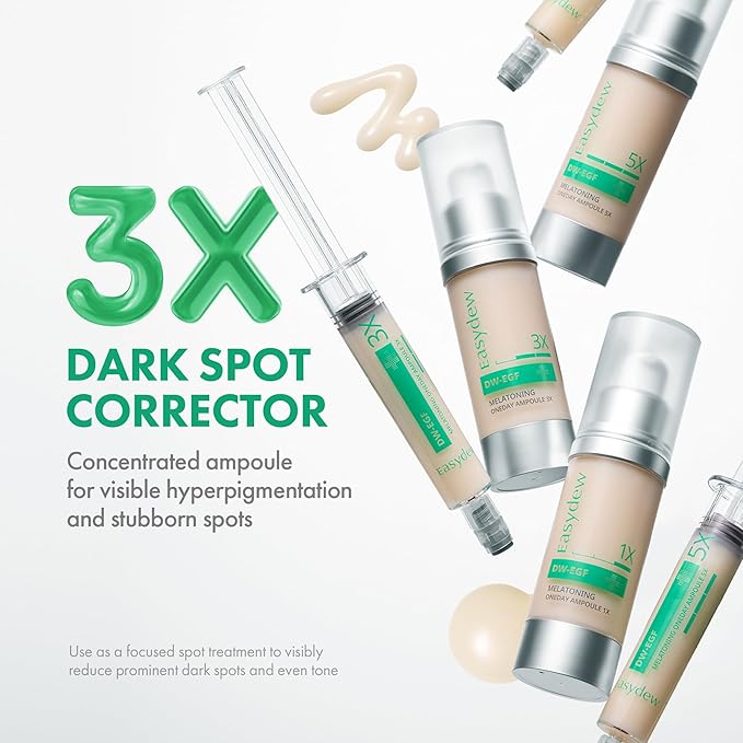 Easydew DW-EGF Melatoning Ampoule 3X - Hydrating Dark Spot Serum with Niacinamide & Glutathione for Uneven Skin - Fast Absorbing Day & Night Ampoule Korean Skin Care (Pump 0.27 fl oz, EGF 3X)