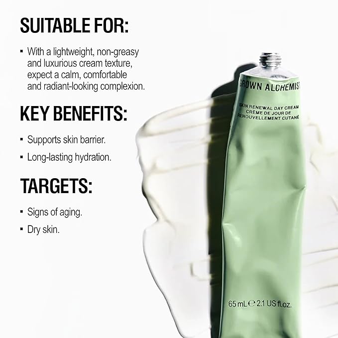 Grown Alchemist Skin Renewal Day Cream - Anti Aging Face Moisturizer for Women & Men - Face Moisturizer with Reishi Extract, Moringa Peptides and Antioxidants, (65ml)