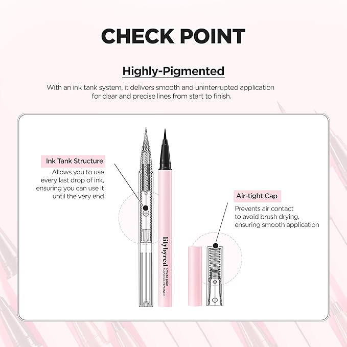 lilybyred AM9 to PM9 Survival Penliner | Korean Waterproof Liquid Eyeliner, 0.1mm Ultra-Fine Brush, Highly Pigmented, Quick-Dry, Smudge-Proof, Long-Lasting, Precision Line, 0.021 oz. (02 Matt Brown)