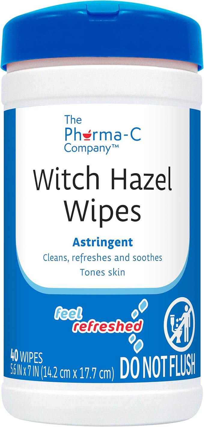The Pharma-C Company - Witch Hazel Wipes [6 canisters] - Daily Toner & Astringent Cleansing Cloths for Face (Pack of 2)
