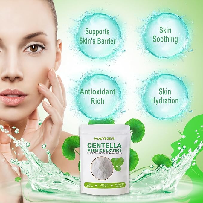 MAYKER Pure Centella Asiatica Extract Powder 0.7oz, with Active Madecassoside and Asiaticoside B, Ideal for Enhancing DIY Skincare Formulations,Versatile Ingredient for DIY Centella Asiatica Serums