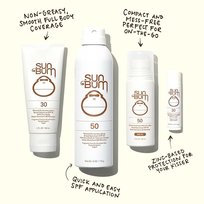 Sun Bum Mineral SPF 50 Roll-On Sunscreen Body Lotion - Broad Spectrum Moisturizing Sunscreen with Vitamin E - Hawaii 104 Act Compliant (Made without Octinoxate & Oxybenzone) - Travel Size 3 oz