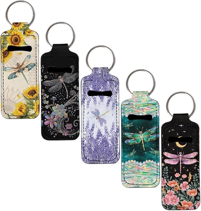 Pensura Chapstick Holder Keychain Fashion 5 Pcs Car Keychain Holder Portable Chapstick Holder Keep from Scratched and Dust