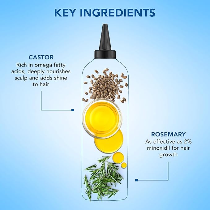 Botanic Hearth 100% Pure Rosemary Castor Oil For Hair Growth & Hair Treatment Oils 6.7 Fl Oz | Infused with coconut Oil | Hair Oil Repairs Dry Damaged Hair, Strengthening, Healthier | All Hair Types