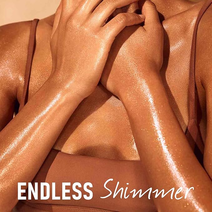 Body Shimmer Oil, Sunscreen Glow Oil, Broad Spectrum SPF 50, Sun Shield, Lightweight Shimmering Gel Texture Absorbs Quickly, Non Sticky, Glowing Results, Gold 4.06 fl oz