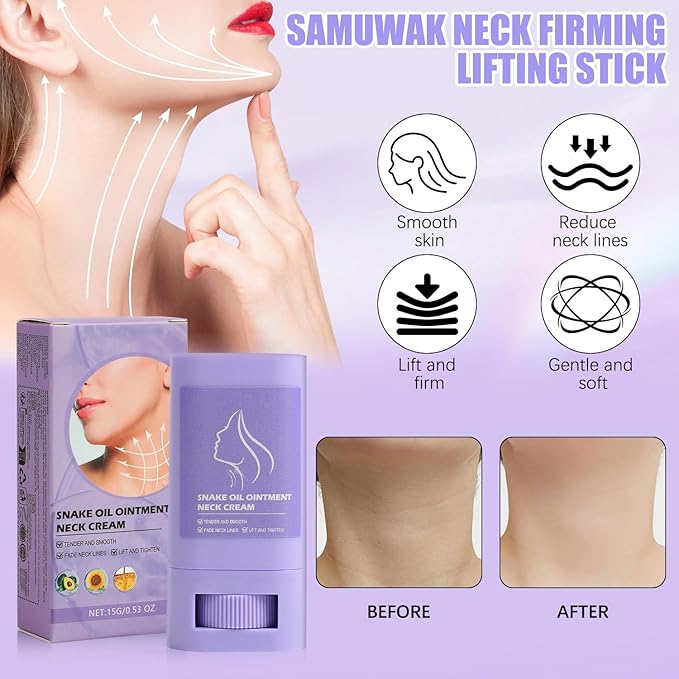 2Pcs Samuwak Neck Care Stick, Samuwak Neck Cream,Neck Firming Stick, Skin Care Moisturizer Face Cream, Lifting Firming Neck Cream