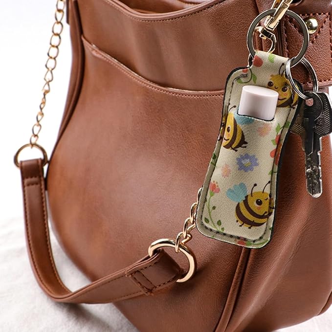 DMLSKY Lip Balm Holder Keychain, Sleeve Pouch for Mini Lipstick, Cute Portable Key Chain Accessories for Lip Gloss