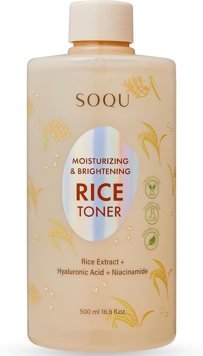 Moisturizing and Brightening Rice Toner - Enriched with Rice Extract, Niacinamide, and Hyaluronic Acid - 500ml / 16.9fl oz - Made in Korea