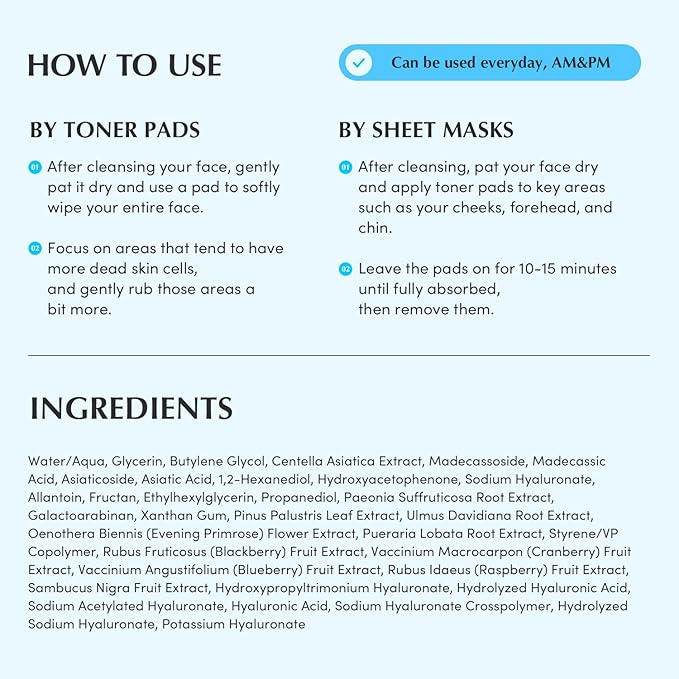 EQQUALBERRY Swimming Pool Toner Pads - Dual-Textured Facial Toner Pads for Pore Care and Gentle Exfoliation | Boosted Hydration with Hyaluronic Acid | Korean Toner Pads for Face (70 Pads)
