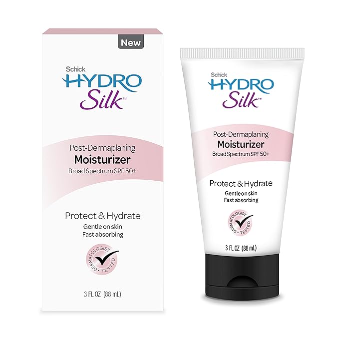 Schick Hydro Silk Post-Dermaplaning Moisturizer with SPF 50+ | Travel Size Face Moisturizer with Sunscreen, Facial Moisturizer, Dermaplane Face Lotion for Women, Facial Lotion, 3oz