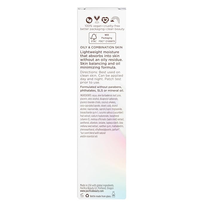 Pacifica Pore Warrior Everyday Face Lotion Acne Fighting - Niacinamide, Cucumber and Hyaluronic Acid1.7 oz