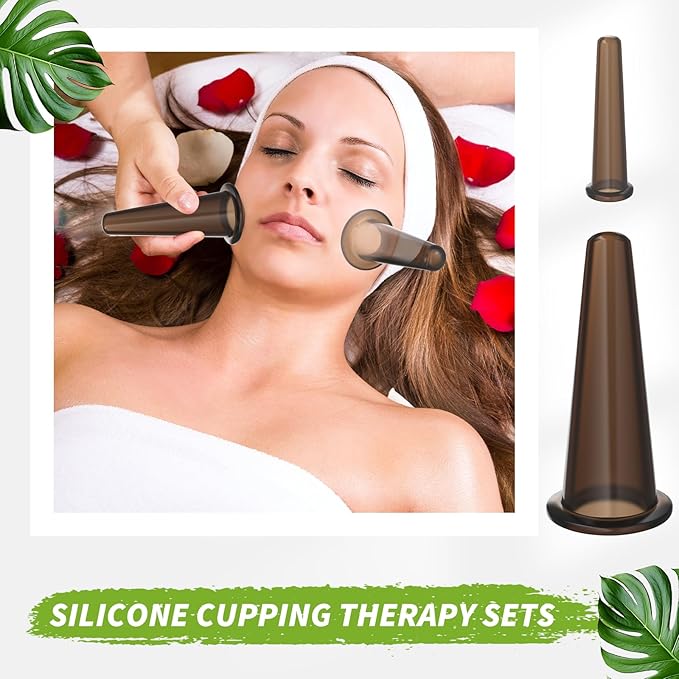 4 Pcs Face Cupping Set, Facial Cupping Set for Face and Eye Massage, Silicone Massage Vacuum Anti Aging Beauty Tool Facial Care(Black)