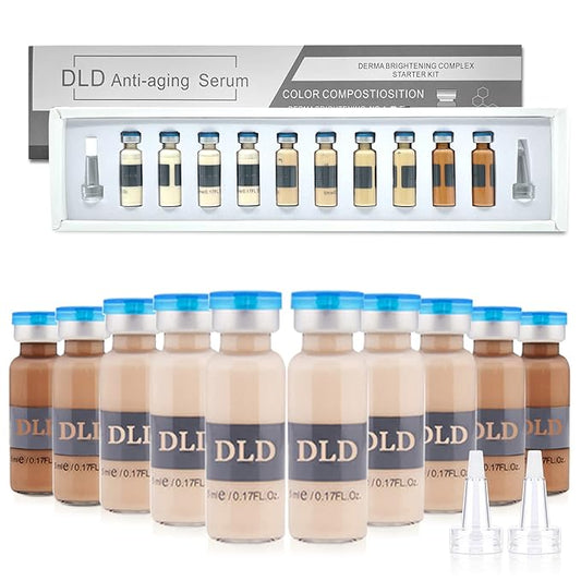 Facial Glow Starter Kit Facial Pigment Serum Treatment Kit,DLD Anti-Aging Serum Pigments Set for Micro-needling Skin Treatment 10 Vials 5ml Niacinamide and Peptides To Skin Tone Foundation