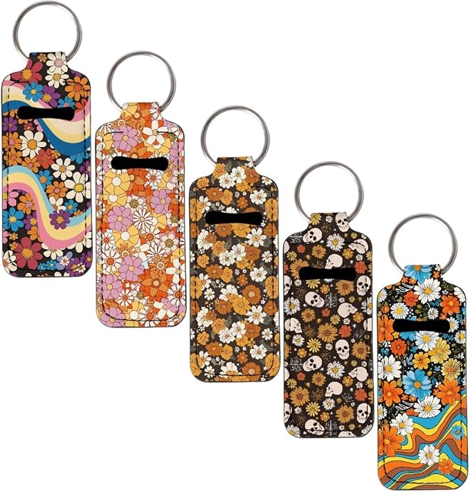 Pensura Chapstick Holder Keychain Fashion 5 Pcs Car Keychain Holder Portable Chapstick Holder Keep from Scratched and Dust