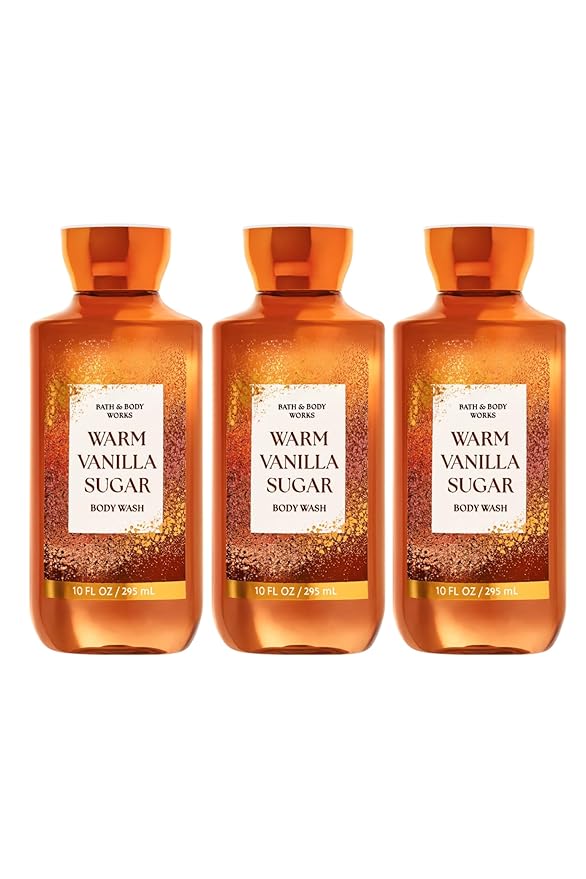 Bath & Body Works Warm Vanilla Sugar Body Wash – 3 Pack – 10 fl oz Each – Shea & Vitamin E – Vanilla, White Orchid & Sandalwood Scent