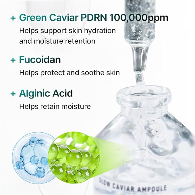 Glow Caviar Hydrating Prep & Serum Duo – Bubble Toner + Glow Ampoule with Green Caviar PDRN, Niacinamide & Ferulic Acid – Korean Skincare for Sensitive & Dry Skin