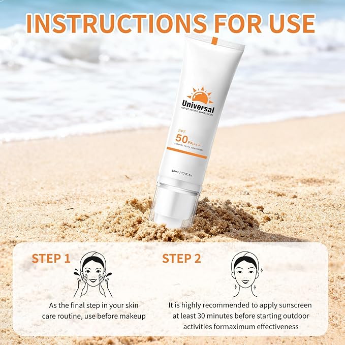 Tinted Moisturizing Daily Sun Cream, Clear Sunscreen for Face SPF 50, Hydrating Sun Essence Face Sunscreen, Korean SPF 50+ PA++++ No White Cast, Hydrating, Moisturizing, UV Defense, Travel Size