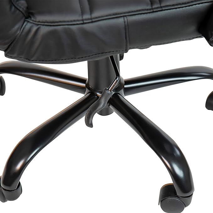 Flash Furniture Whitney Mid-Back Swivel LeatherSoft Desk Chair with Padded Seat and Armrests, Adjustable Height Padded Office Chair, Black