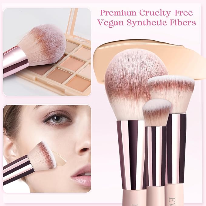 15pcs Travel Makeup Brushes Foundation Powder Concealers Eye Shadows Travel Mini Makeup Brush Set with 12pcs Puff, Sponge and Bag (pink)