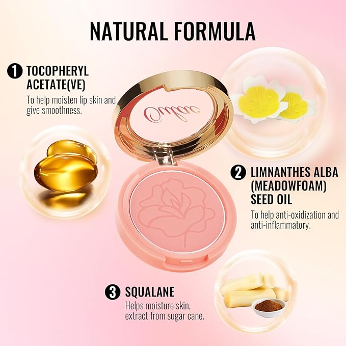 Oulac Luminous Blush Makeup Glow Coral Gold|Subtle Shimmery Creamy Powdery Blush Highlighter Cheek| Pigmented&Blendable | Light to Medium Skin Tone| Vegan & Cruelty-Free| 4.8g F03