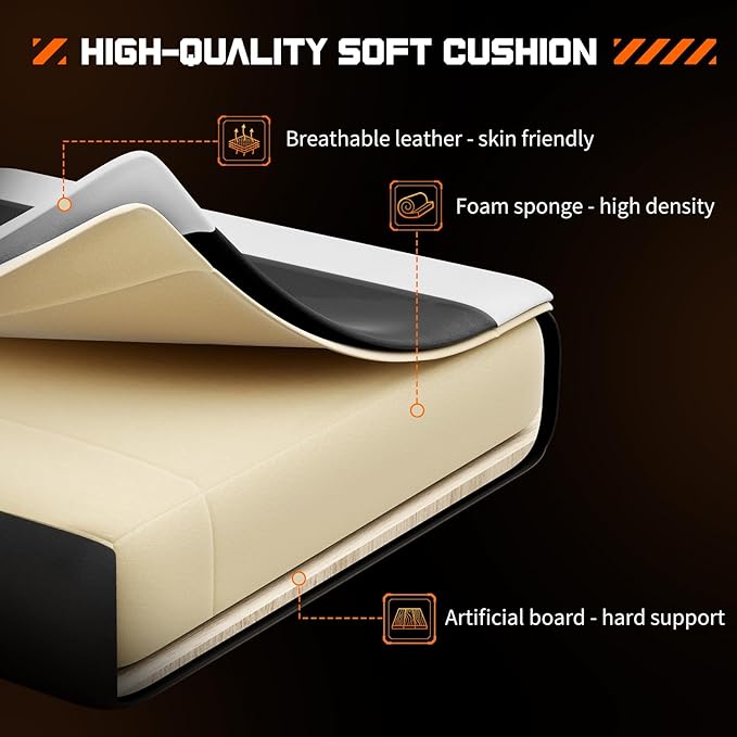 NEWBULIG Computer Gaming Desk Chair - High Back Ergonomic Lumbar Support with Footrest and Headrest, Comfy PU Leather Recliner with Linkage Armrest, Height Adjustable and 360° Swivel, White