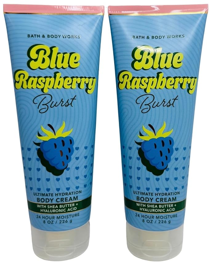 Bath & Body Works Blue Raspberry Burst Ultimate Hydration Body Cream 8 Ounces Pack of 2