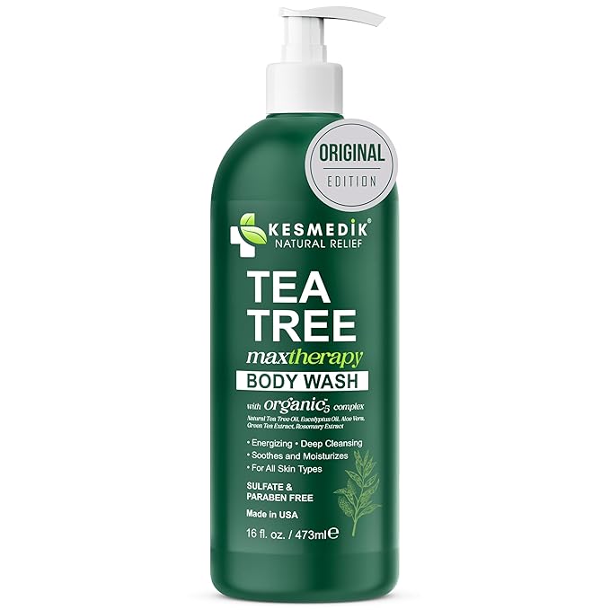 Tea Tree Body Wash MaxTherapy, Itchy Skin Relief, Tea Tree Oil Soap, Soothes Jock Itch, Athlete's Foot, Ringworm, Eczema, Psoriasis & Sensitive Skin, Men & Women, 16 fl oz, Original Edition