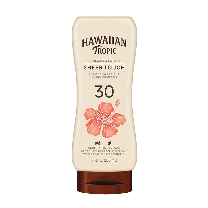 Hawaiian Tropic Sheer Touch Ultra Radiance Lotion Sunscreen SPF 30, 8oz & Banana Boat Ultra Sport Sunscreen Spray, Broad Spectrum SPF 50, 6 Oz (Pack of 2)