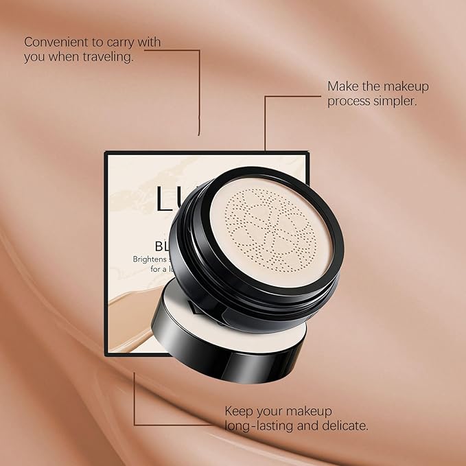 Foundation Cushion, Moisturizing Concealer BB Cream Face Makeup Foundation Brighten Long-Lasting, Waterproof, Even Skin Tone,Mushroom Head Air Cushion CC Cream, (Natural color, 1)