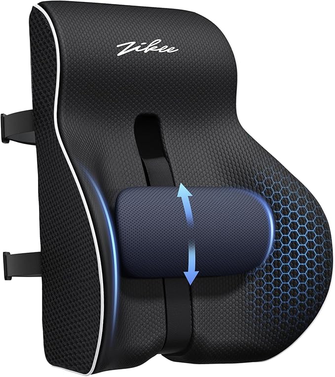 ZIKEE Adjustable Lumbar Support Pillow for Office Chair with Sliding Design for Precise Pain Relief & Support, Ergonomic Lumbar Pillow Improves Posture, Back Support Pillow for Office, Car, Home