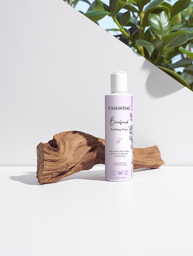 E.ssential Barefaced Purifying Toner, 6.76 FL OZ, Clears pores, balances Skin pH, All Natural, with Lavender Flower Water, Salicylic Acid, Rhamnose and Calamus Root