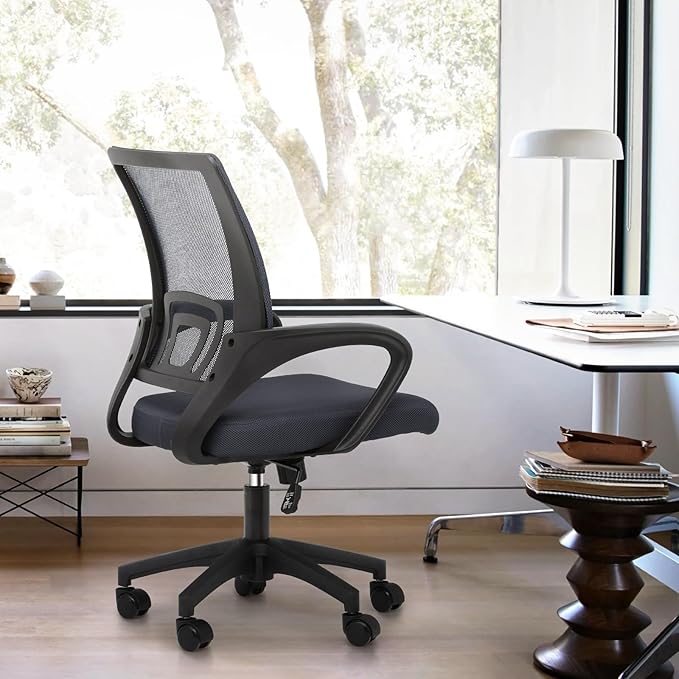 Magshion Ergonomic Office Desk Chair, Mid-Back Mesh Computer Chair, Swivel Chair with Breathable Backrest & Lumbar Support, Adjustable Height for Gaming, Work, Study, 300 Lbs Capacity, Gray