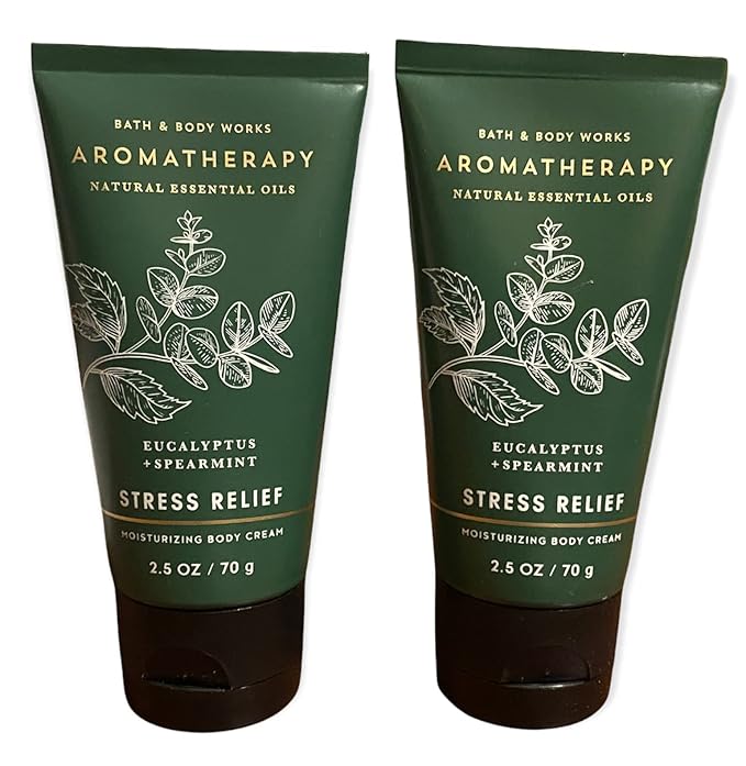 Bath and Body Works 2 Piece Pack Aromatherapy Eucalyptus Spearmint Stress Relief Travel Size ( 2.5 oz / 57 g Each) Body Cream