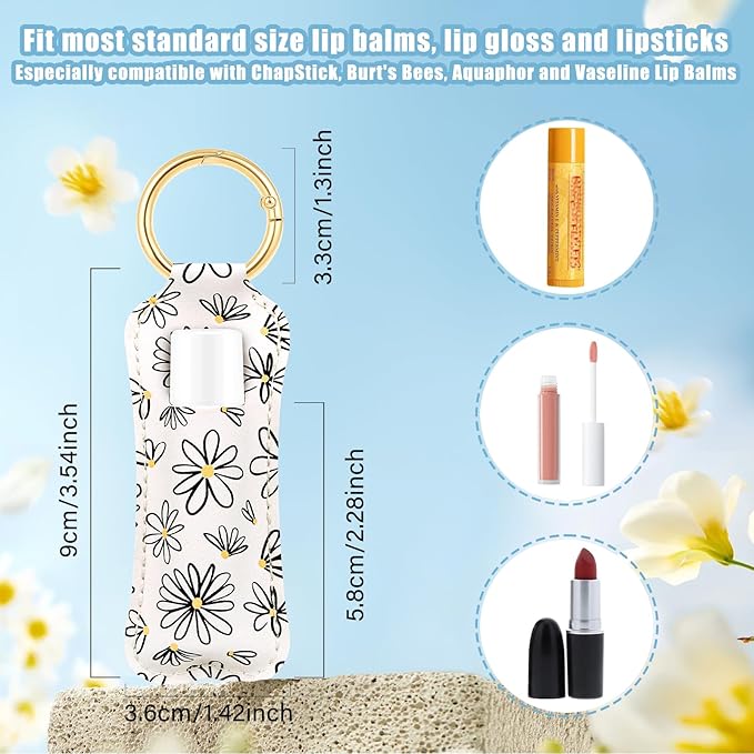 WK IEASON Lip Balm Holder for Chapstick Lipstick Sleeve Keychain,Small Christmas Gifts Stocking Stuffers for Teen Girls Women
