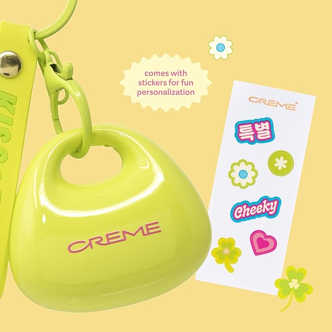 The Crème Shop Kiss & Blush Tinted Lip Balm & Blush, Korean Makeup for Lips & Cheeks, Cute Charm Key Chain, Hydrating, Long Lasting Tint, Aloe, Squalane- Watermelon Sugar