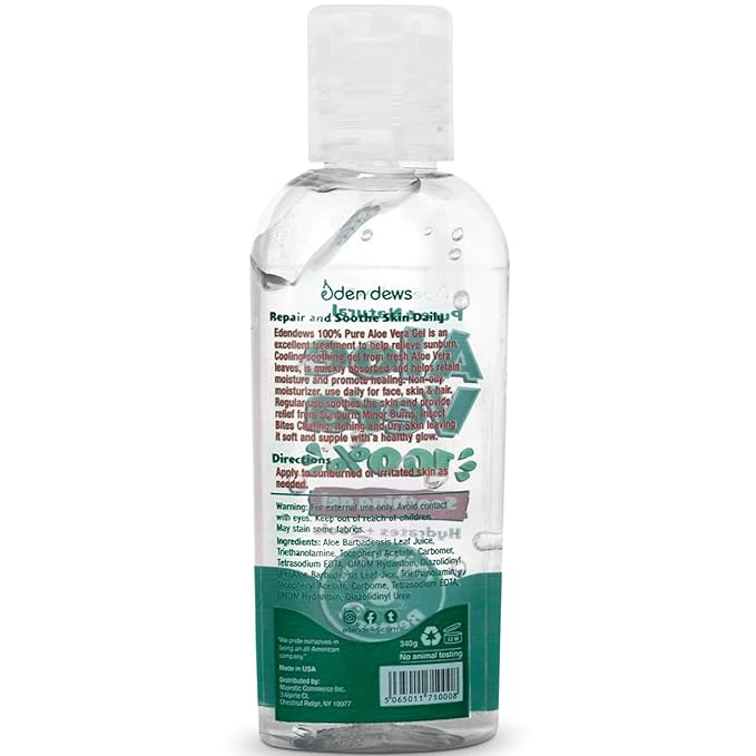 Organic Aloe Vera Gel 100% Pure, Moisturizing, Face Skin & Hair Care, Hydrates & Soothes Razor Bumps, Made in USA, Travel Size, Unscented, 2 oz, 6-Pack