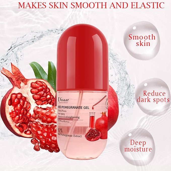 DISAAR Beauty Aloe Vera Gel Cracked Skin Refreshing After Sun Moisturizing 280ml/9.45oz… (Red Pomegranate Gel)