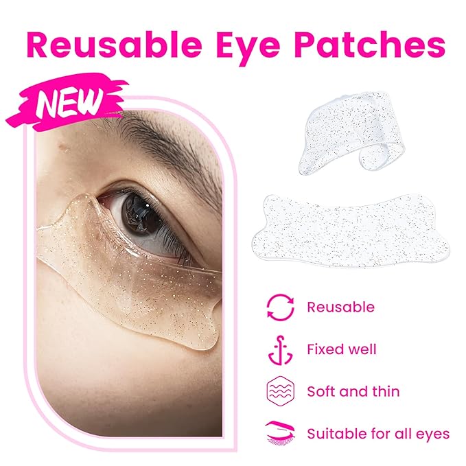 PERMANIA Under Eye Patch Silicone 4 Pcs for Korean Lash Lift & Lash Extensions Remover, Reusable and Soft Makeup Beauty Tool (Rose+Transparent)