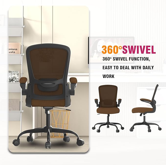 Mimoglad Office Chair, Ergonomic Desk Chair with Adjustable Lumbar Support, High Back Mesh Computer Chair with Flip-up Armrests-Task Chairs, Executive Chair for Home Office