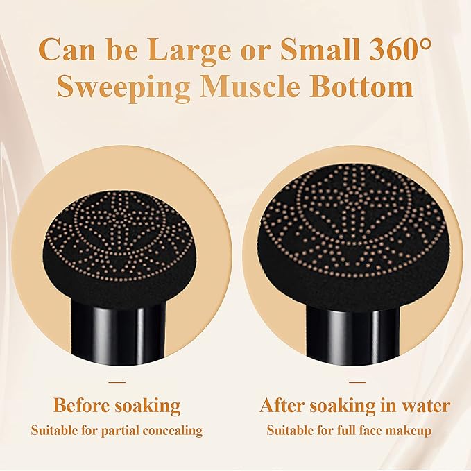 Mushroom Head Air Cushion CC Cream Strong Concealer, Moisturizing BB Cream Makeup Base Primer Even Skin Tone for All Skin Types, Face Makeup Cushion Foundation Long Lasting (Ivory)