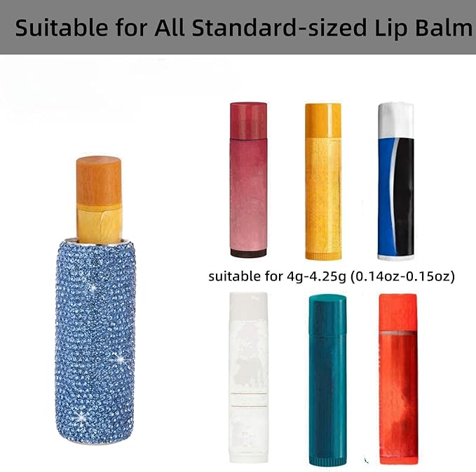 Chapstick Holder Key Chain 2Pcs Lip Balm Gloss Holder Keychain Bling Lipstick Case for Purse Portable Metal Chap Stick Organizer Cute Key Chain Accessories for Women (Sliver)