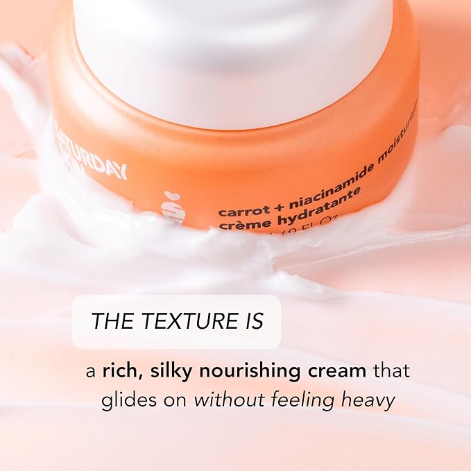 Saturday Skin Face Moisturizing Cream with Carrot, Niacinamide, Ceramides & Centella Asiatica, Peptide, Paraben-Free, Sulfates-Free, Fragrance-Free, Anti Wrinkle Facial Cream(1.61 Ounce)